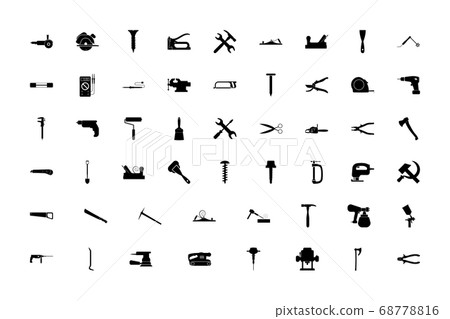 Hand tools black color set solid style image 68778816