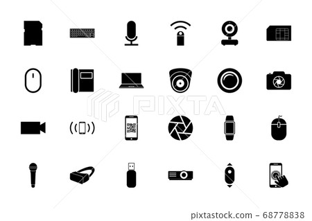 Use gadgets black color set solid style image Use gadgets black color set solid style image 68778838