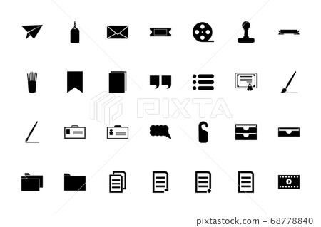 Web documents black color set solid style image 68778840