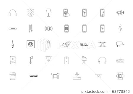 Electronics black color set outline style image Electronics black color set outline style image 68778843