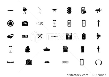 Electronics black color set solid style image Electronics black color set solid style image 68778844