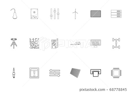 Industrial electronics black color set outline Industrial electronics black color set outline 68778845