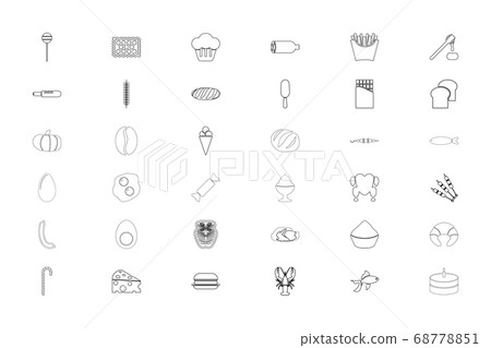 Food gastronomy groceries black color set outline  68778851