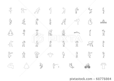 Men silhouette sport concept black color set  Men silhouette sport concept black color set  68778864