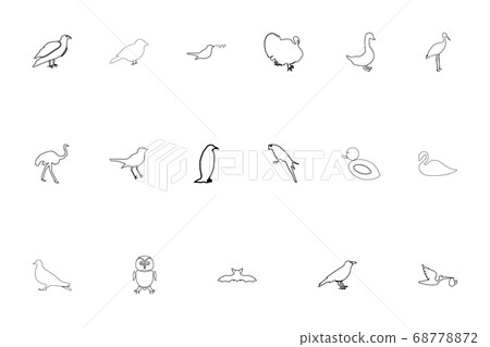 Birds black color set outline style image Birds black color set outline style image 68778872