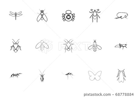 Insects black color set outline style image Insects black color set outline style image 68778884