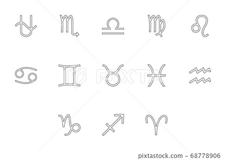 Zodiac symbol black color set outline style image 68778906