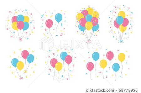 Illustration set of balloons and confetti, glitter, heart, star that can be used for parties and celebrations 68778956