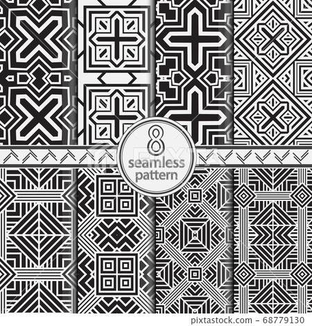 Seamless set geometric vector patterns. - Stock Illustration [68779130 ...