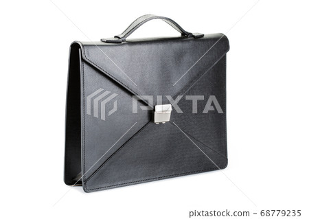 black leather elegant briefcase for documents, on 68779235