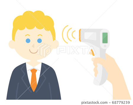 被測溫的白人商人的插圖 被測溫的白人商人的插圖 68779239
