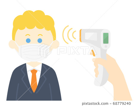 被測溫的白人商人的插圖 68779240