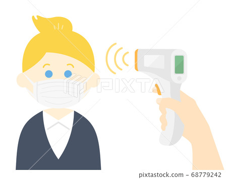 被測溫的白種人女商人的插圖 68779242