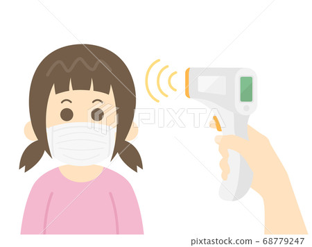 溫度測量的女孩的插圖 溫度測量的女孩的插圖 68779247