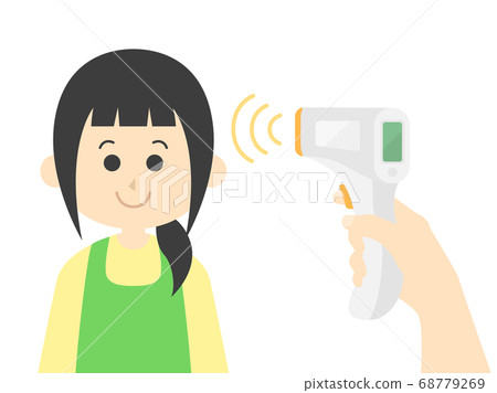 Illustration of a woman being temperature-measured 68779269