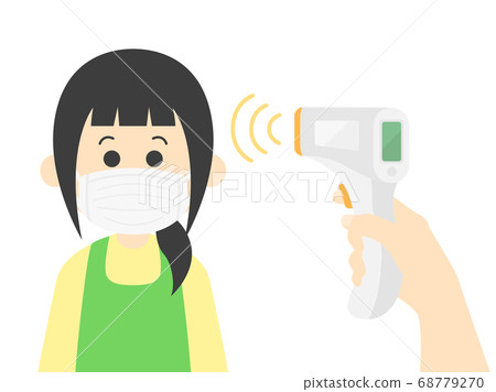 Illustration of a woman being temperature-measured 68779270