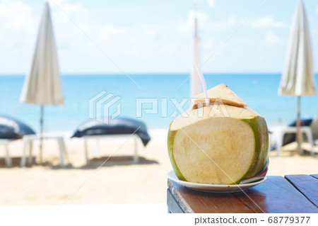 coconut on the table against the background of the 68779377