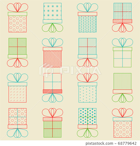 Present or gift boxes. Outline vector. Present or gift boxes. Outline vector. 68779642