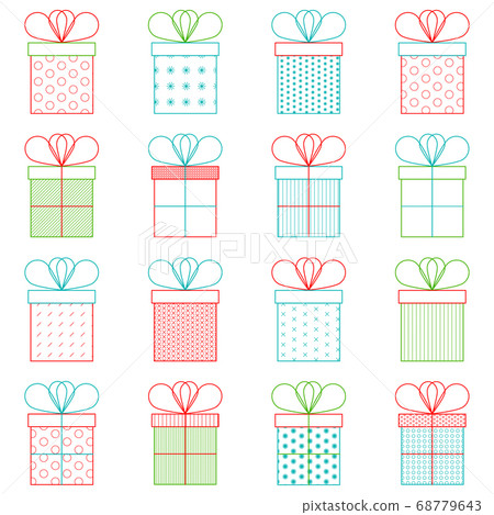 Set of present or gift boxes. Outline vector icon. Set of present or gift boxes. Outline vector icon. 68779643