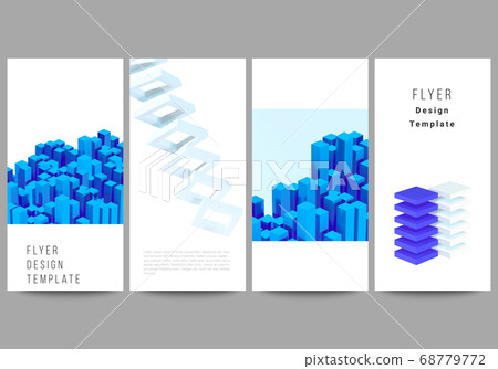 Vector layout of flyer, banner design templates for website advertising design, vertical flyer design, website decoration backgrounds. 3d render vector composition with dynamic geometric blue shapes. Vector layout of flyer, banner design templates for website advertising design, vertical flyer design, website decoration backgrounds. 3d render vector composition with dynamic geometric blue shapes. 68779772