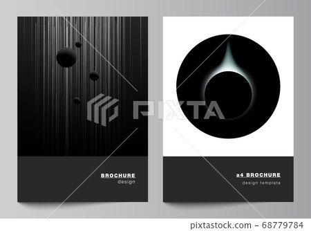 Vector layout of A4 format cover mockups design templates for brochure, flyer layout, booklet, cover design, book design, brochure cover. Tech science future background, space astronomy concept. Vector layout of A4 format cover mockups design templates for brochure, flyer layout, booklet, cover design, book design, brochure cover. Tech science future background, space astronomy concept. 68779784