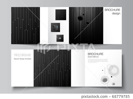Vector layout of square format covers design templates for trifold brochure, flyer, magazine, cover design, book design, brochure cover. Tech science future background, space astronomy concept. 68779785