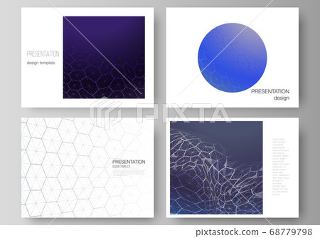 Vector layout of the presentation slides design business templates. Digital technology and big data concept with hexagons, connecting dots and lines, polygonal science medical background. Vector layout of the presentation slides design business templates. Digital technology and big data concept with hexagons, connecting dots and lines, polygonal science medical background. 68779798