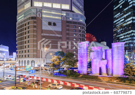 大阪的夜景，禦堂筋的照明，梅田地區 68779873