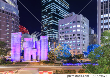 大阪的夜景，禦堂筋的照明，梅田地區 68779875