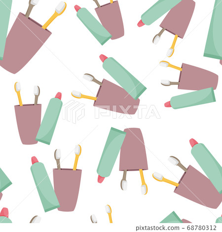 Toothbrush simple seamless pattern. Cartoon style background. 68780312