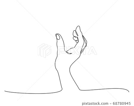 Hand showing something sign. Continuous one line art 68780945