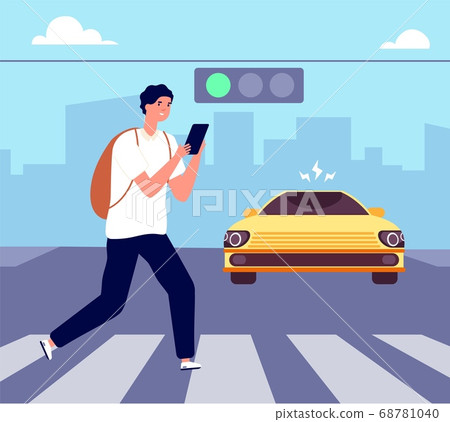 Crosswalk accident. Pedestrian walk crossing - Stock