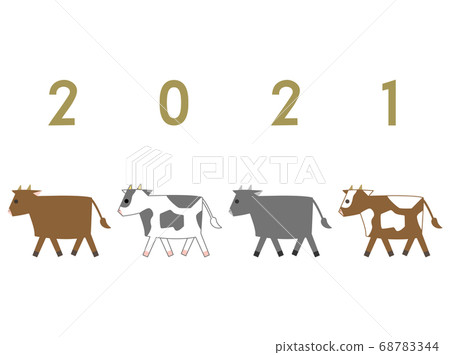 2021 New Year's material 14 New Year's card beef ox 68783344