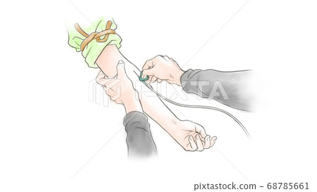 病人在他的手臂上註射滴頭 68785661