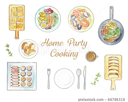 Food watercolor illustration bird's-eye view Food watercolor illustration bird's-eye view 68786318