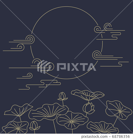 Korean traditional pattern illustration-lotus and full moon Korean traditional pattern illustration-lotus and full moon 68786356