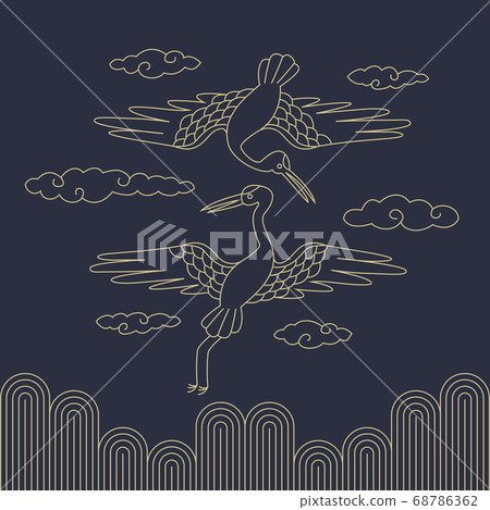 Korean traditional pattern illustration-crane Korean traditional pattern illustration-crane 68786362