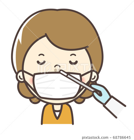 母親正在做流感測試（PCR測試）抗體測試 68786645