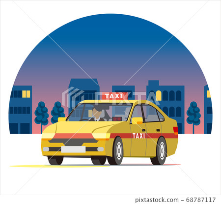 Sedan taxis running in the night city, business operation, dispatch, empty car Sedan taxis running in the night city, business operation, dispatch, empty car 68787117