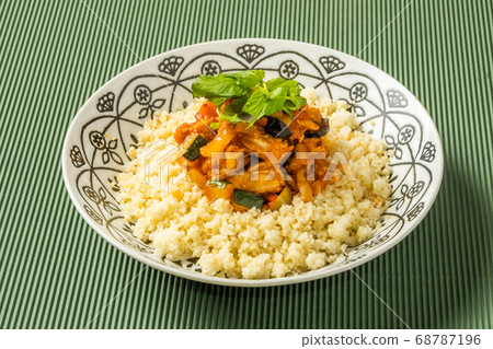 North African Cuisine Boiled chickpeas with couscous North African Cuisine Boiled chickpeas with couscous 68787196