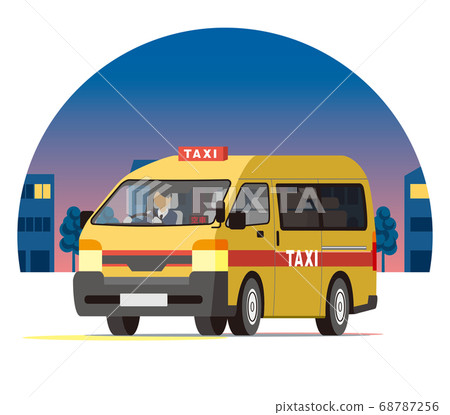 一盒出租車在夜間城市運行,業務運營,調度,空車 一盒出租車在夜間城市運行,業務運營,調度,空車 68787256