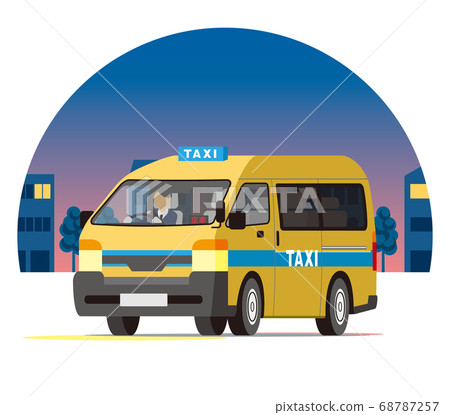 一盒出租車在夜間城市運行,業務運營,調度,空車 一盒出租車在夜間城市運行,業務運營,調度,空車 68787257