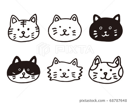 Cute Domestic Cat Facial Expressions Icon Set Vector Stock