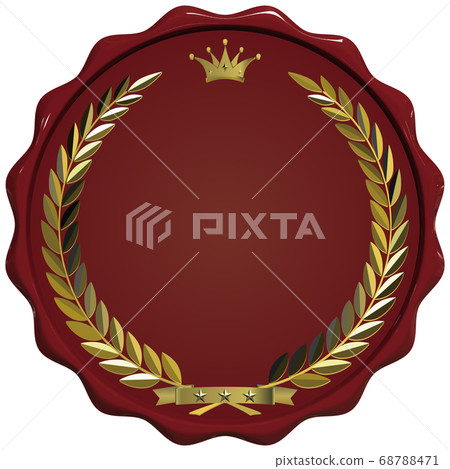 閃亮的三維金桂冠和皇冠獎牌矢量插圖設計背景透明 68788471