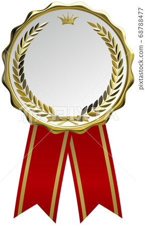 閃亮的三維金桂冠和皇冠獎牌矢量插圖設計背景透明 68788477