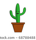 Green cactus in brown pot 68788488