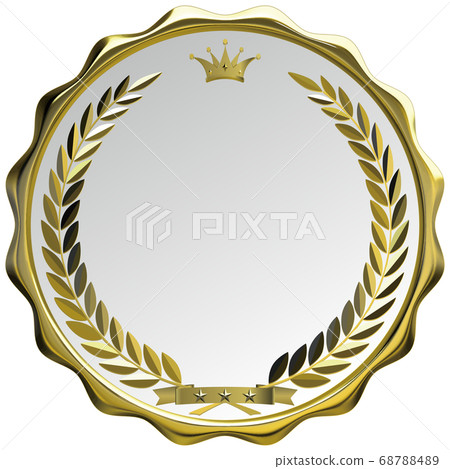 閃亮的三維金桂冠和皇冠獎牌矢量插圖設計背景透明 68788489