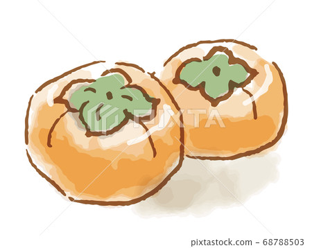 手繪水彩風格柿子插畫/白色背景 手繪水彩風格柿子插畫/白色背景 68788503