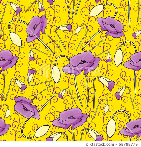 Poppies stripped seamless pattern. Abstract poppy seamless pattern for textile design. Floral seamless vector pattern. Graphic modern pattern. Vector illustration background. Vector design print Poppies stripped seamless pattern. Abstract poppy seamless pattern for textile design. Floral seamless vector pattern. Graphic modern pattern. Vector illustration background. Vector design print 68788779