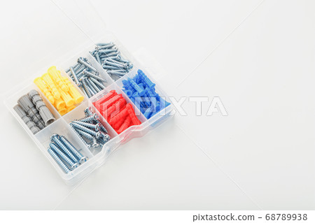 Box with Screws and plastic dowels of different Box with Screws and plastic dowels of different 68789938